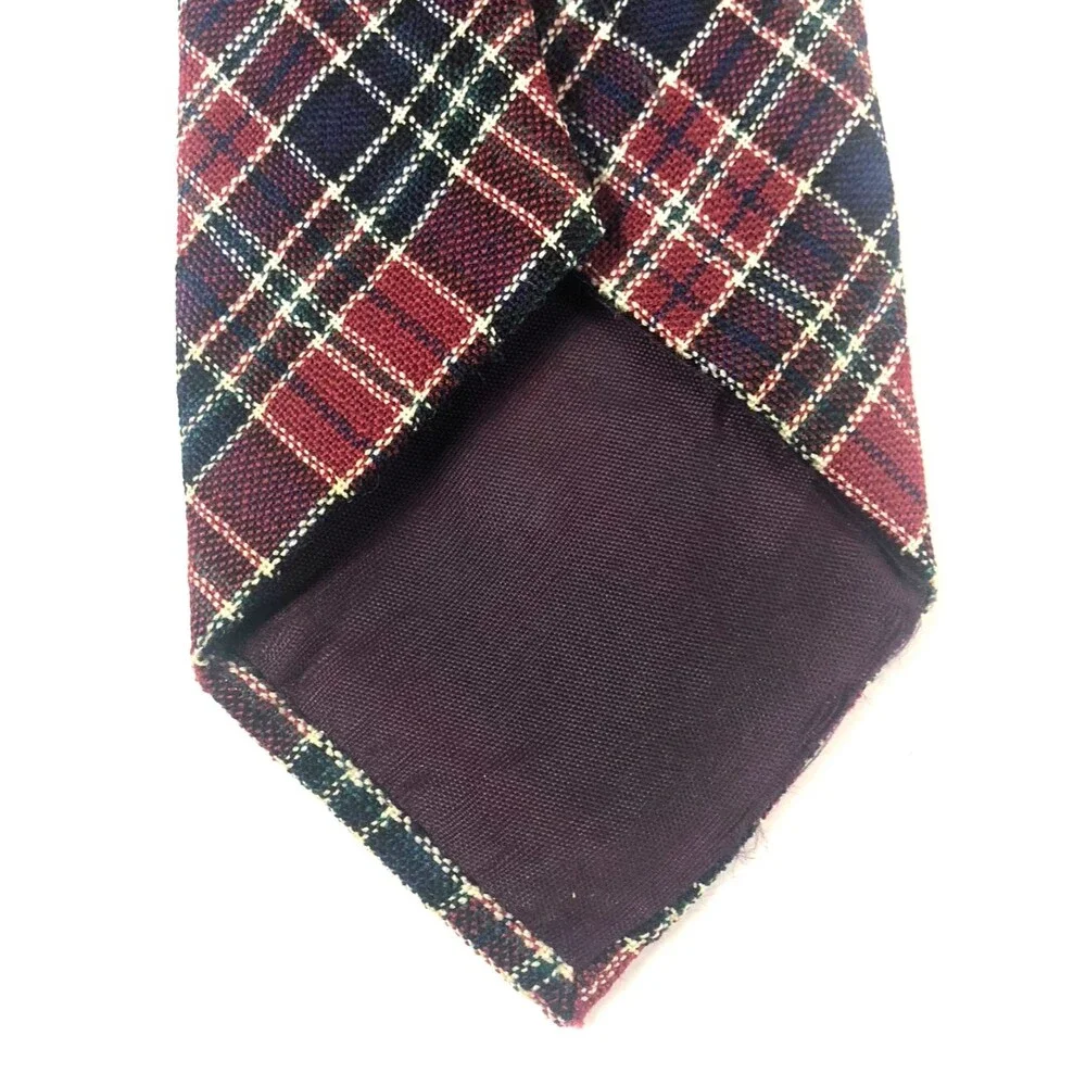 Vintage Briar All-Wool Scotland Tartan Plaid Neck Tie Red Navy Green Rare